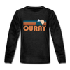 Ouray, Colorado Youth Long Sleeve Shirt - Retro Mountain Youth Long Sleeve Ouray Tee - charcoal gray