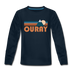 Ouray, Colorado Youth Long Sleeve Shirt - Retro Mountain Youth Long Sleeve Ouray Tee - deep navy