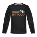 Mount Hood, Oregon Youth Long Sleeve Shirt - Retro Mountain Youth Long Sleeve Mount Hood Tee - black
