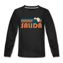Salida, Colorado Youth Long Sleeve Shirt - Retro Mountain Youth Long Sleeve Salida Tee - black