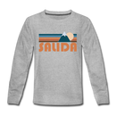 Salida, Colorado Youth Long Sleeve Shirt - Retro Mountain Youth Long Sleeve Salida Tee - heather gray