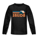 Salida, Colorado Youth Long Sleeve Shirt - Retro Mountain Youth Long Sleeve Salida Tee - charcoal gray