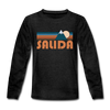 Salida, Colorado Youth Long Sleeve Shirt - Retro Mountain Youth Long Sleeve Salida Tee - charcoal gray