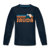 Salida, Colorado Youth Long Sleeve Shirt - Retro Mountain Youth Long Sleeve Salida Tee - deep navy