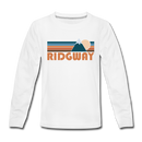 Ridgway, Colorado Youth Long Sleeve Shirt - Retro Mountain Youth Long Sleeve Ridgway Tee - white