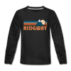 Ridgway, Colorado Youth Long Sleeve Shirt - Retro Mountain Youth Long Sleeve Ridgway Tee - black