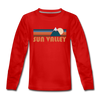 Sun Valley, Idaho Youth Long Sleeve Shirt - Retro Mountain Youth Long Sleeve Sun Valley Tee - red