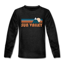 Sun Valley, Idaho Youth Long Sleeve Shirt - Retro Mountain Youth Long Sleeve Sun Valley Tee - charcoal gray