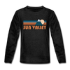 Sun Valley, Idaho Youth Long Sleeve Shirt - Retro Mountain Youth Long Sleeve Sun Valley Tee - charcoal gray