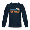 Sun Valley, Idaho Youth Long Sleeve Shirt - Retro Mountain Youth Long Sleeve Sun Valley Tee - deep navy