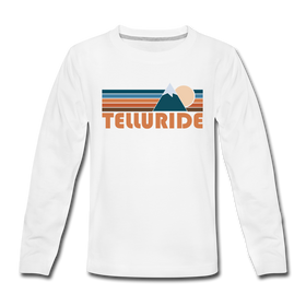 Telluride, Colorado Youth Long Sleeve Shirt - Retro Mountain Youth Long Sleeve Telluride Tee