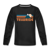 Telluride, Colorado Youth Long Sleeve Shirt - Retro Mountain Youth Long Sleeve Telluride Tee - black