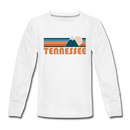 Tennessee Youth Long Sleeve Shirt - Retro Mountain Youth Long Sleeve Tennessee Tee - white