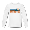 Tennessee Youth Long Sleeve Shirt - Retro Mountain Youth Long Sleeve Tennessee Tee - white