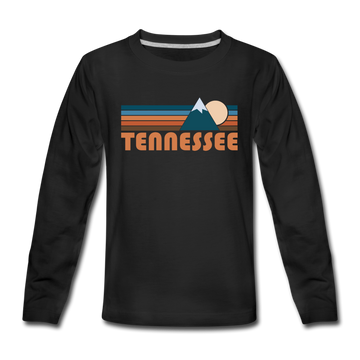 Tennessee Youth Long Sleeve Shirt - Retro Mountain Youth Long Sleeve Tennessee Tee - black