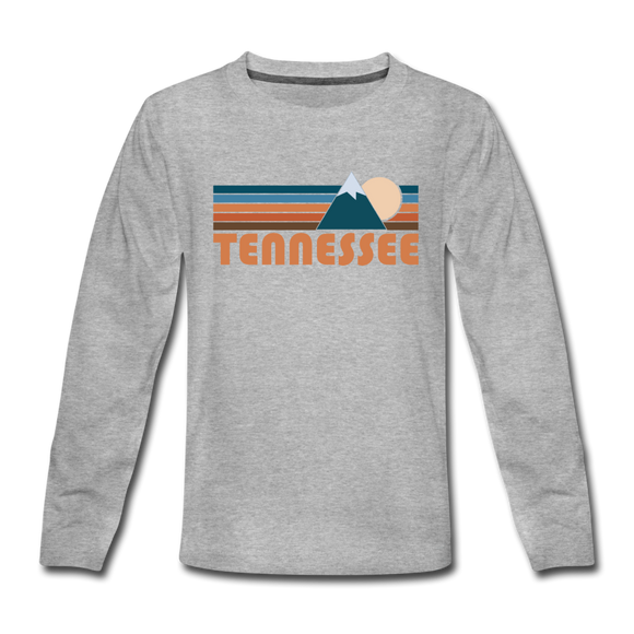 Tennessee Youth Long Sleeve Shirt - Retro Mountain Youth Long Sleeve Tennessee Tee - heather gray