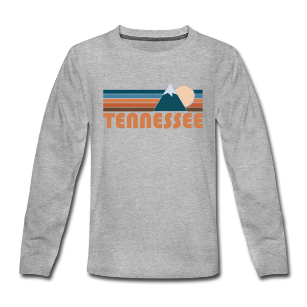 Tennessee Youth Long Sleeve Shirt - Retro Mountain Youth Long Sleeve Tennessee Tee - heather gray