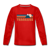 Tennessee Youth Long Sleeve Shirt - Retro Mountain Youth Long Sleeve Tennessee Tee - red