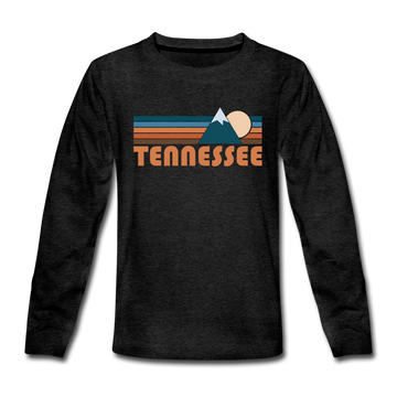 Tennessee Youth Long Sleeve Shirt - Retro Mountain Youth Long Sleeve Tennessee Tee - charcoal gray