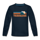 Tennessee Youth Long Sleeve Shirt - Retro Mountain Youth Long Sleeve Tennessee Tee - deep navy