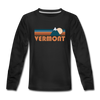 Vermont Youth Long Sleeve Shirt - Retro Mountain Youth Long Sleeve Vermont Tee - black