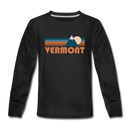 Vermont Youth Long Sleeve Shirt - Retro Mountain Youth Long Sleeve Vermont Tee - black