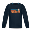 Vermont Youth Long Sleeve Shirt - Retro Mountain Youth Long Sleeve Vermont Tee - deep navy