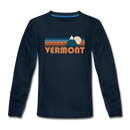 Vermont Youth Long Sleeve Shirt - Retro Mountain Youth Long Sleeve Vermont Tee - deep navy