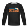 Snowmass, Colorado Youth Long Sleeve Shirt - Retro Mountain Youth Long Sleeve Snowmass Tee - black