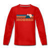 Snowmass, Colorado Youth Long Sleeve Shirt - Retro Mountain Youth Long Sleeve Snowmass Tee - red