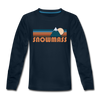 Snowmass, Colorado Youth Long Sleeve Shirt - Retro Mountain Youth Long Sleeve Snowmass Tee - deep navy
