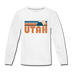 Utah Youth Long Sleeve Shirt - Retro Mountain Youth Long Sleeve Utah Tee - white