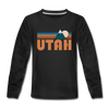 Utah Youth Long Sleeve Shirt - Retro Mountain Youth Long Sleeve Utah Tee - black