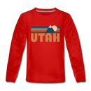 Utah Youth Long Sleeve Shirt - Retro Mountain Youth Long Sleeve Utah Tee - red