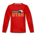 Utah Youth Long Sleeve Shirt - Retro Mountain Youth Long Sleeve Utah Tee - red