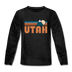 Utah Youth Long Sleeve Shirt - Retro Mountain Youth Long Sleeve Utah Tee - charcoal gray