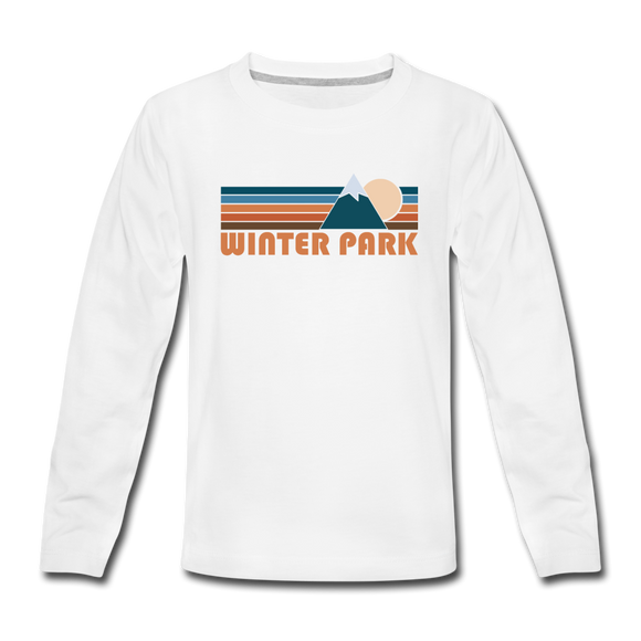 Winter Park, Colorado Youth Long Sleeve Shirt - Retro Mountain Youth Long Sleeve Winter Park Tee - white