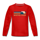 Winter Park, Colorado Youth Long Sleeve Shirt - Retro Mountain Youth Long Sleeve Winter Park Tee - red