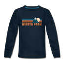 Winter Park, Colorado Youth Long Sleeve Shirt - Retro Mountain Youth Long Sleeve Winter Park Tee - deep navy