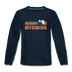 Wyoming Youth Long Sleeve Shirt - Retro Mountain Youth Long Sleeve Wyoming Tee - deep navy