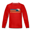 Steamboat, Colorado Youth Long Sleeve Shirt - Retro Mountain Youth Long Sleeve Steamboat Tee - red