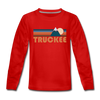 Truckee, California Youth Long Sleeve Shirt - Retro Mountain Youth Long Sleeve Truckee Tee - red