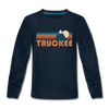 Truckee, California Youth Long Sleeve Shirt - Retro Mountain Youth Long Sleeve Truckee Tee - deep navy
