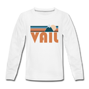 Vail, Colorado Youth Long Sleeve Shirt - Retro Mountain Youth Long Sleeve Vail Tee - white