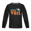 Vail, Colorado Youth Long Sleeve Shirt - Retro Mountain Youth Long Sleeve Vail Tee - black