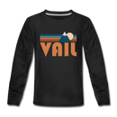 Vail, Colorado Youth Long Sleeve Shirt - Retro Mountain Youth Long Sleeve Vail Tee - black