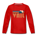 Vail, Colorado Youth Long Sleeve Shirt - Retro Mountain Youth Long Sleeve Vail Tee - red
