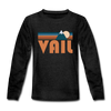 Vail, Colorado Youth Long Sleeve Shirt - Retro Mountain Youth Long Sleeve Vail Tee - charcoal gray