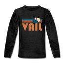 Vail, Colorado Youth Long Sleeve Shirt - Retro Mountain Youth Long Sleeve Vail Tee - charcoal gray