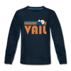 Vail, Colorado Youth Long Sleeve Shirt - Retro Mountain Youth Long Sleeve Vail Tee - deep navy